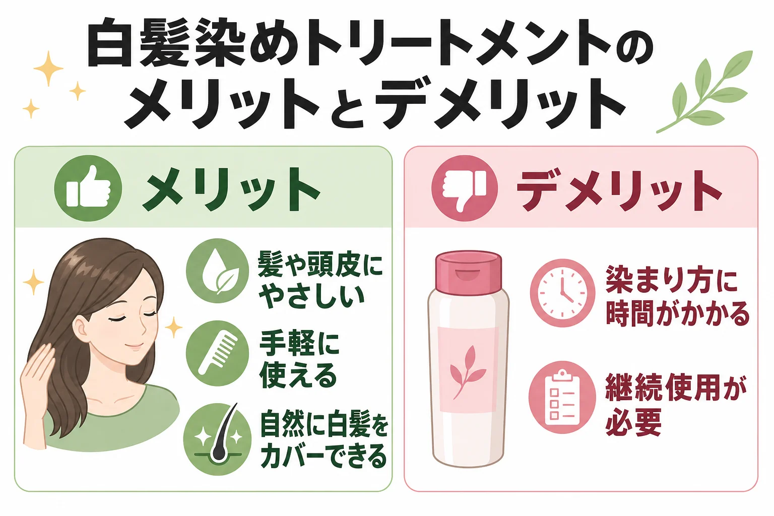 白髪染めトリートメントのメリットとデメリット