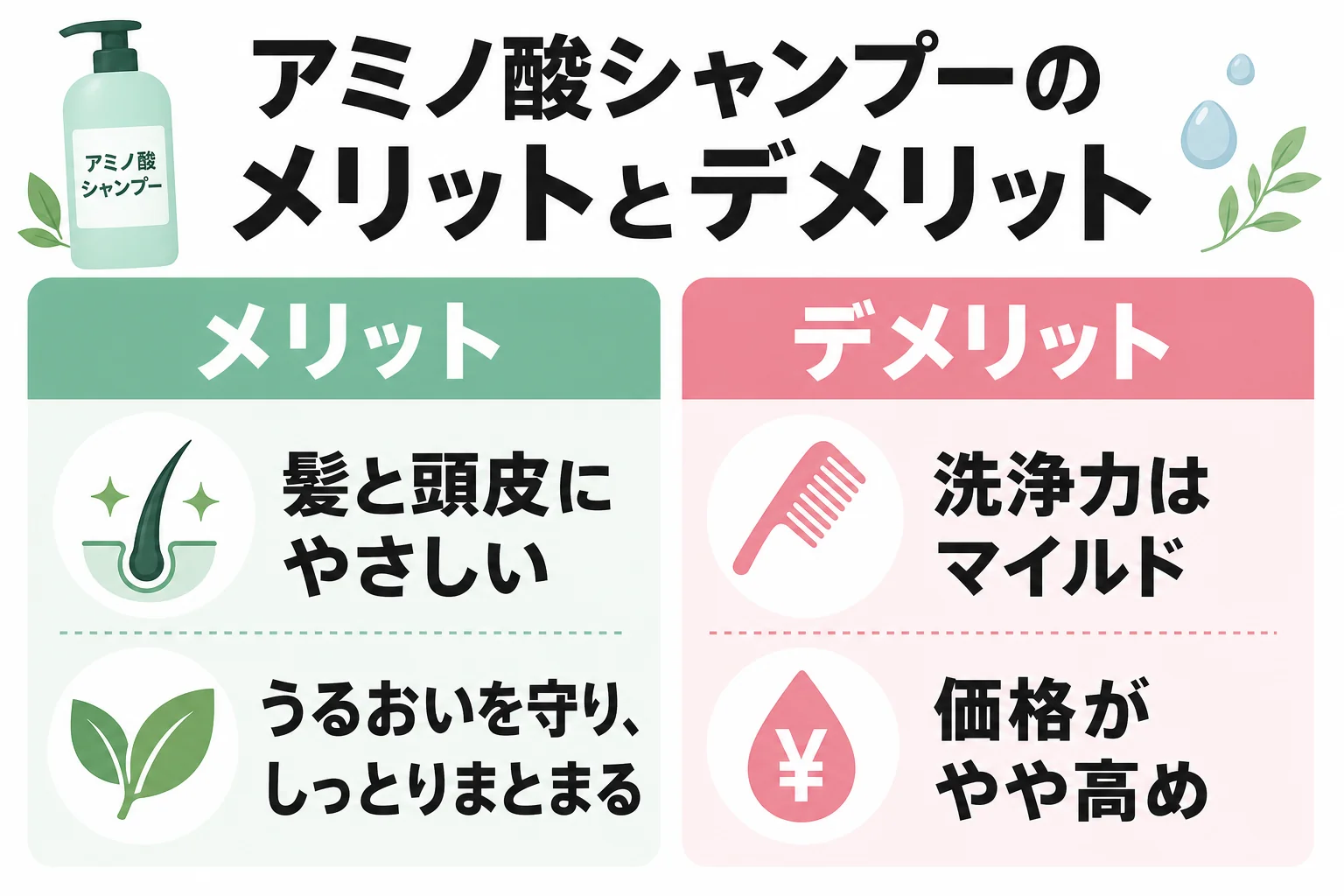 アミノ酸シャンプーのメリットとデメリット